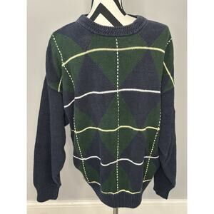 GUC Vintage Sweater Mens Stone Haven Long Sleeve Argyle Green Navy XL